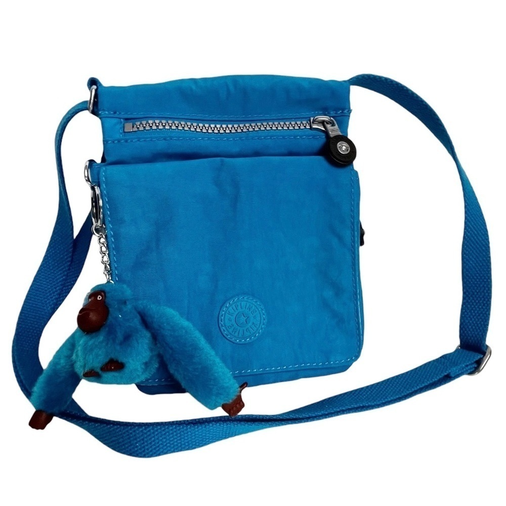 EUC Kipling | New Eldorado Crossbody Mini Bag in Delicate Blue & Monkey Maria